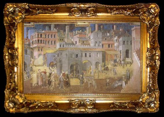 framed  Ambrogio Lorenzetti Life in the City (mk08), ta009-2